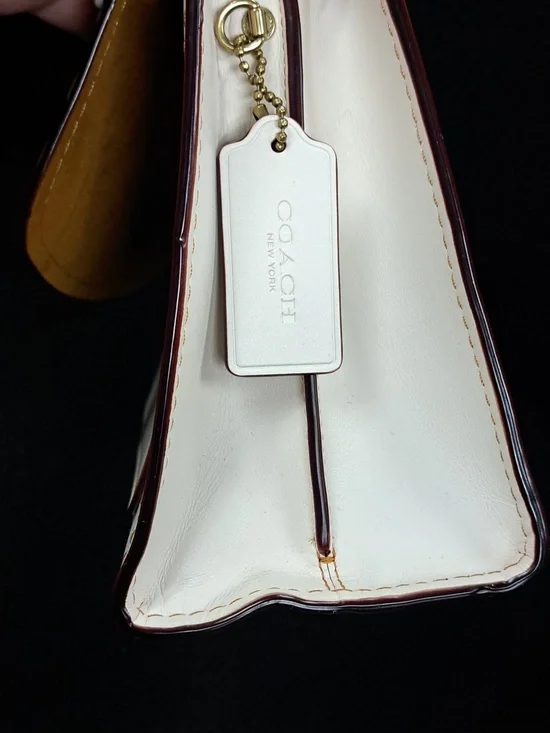 Coach Parker Shoulder Bag with Tea Rose Applique in the chalk and brass Color - Picture 12 of 16